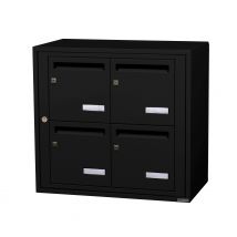 Bloc Collectif Leabox.com, 2x2, Grade 3, Simple Face, Intérieur, Mural, Noir 9005 Finition Brillante - Bricoman