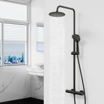 Aica Colonne De Douche Noire Avec Robinet, Ensemble De Douche, Réglable En Hauteur - Bricoman