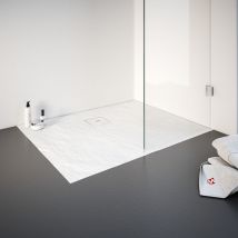 Schulte Receveur De Douche, 80x100x4cm, Résine De Synthèse, Rectangulaire, Effet Pierre Blanche, Bac De Douche Plain-pied En Résine - Bricoman