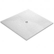 Receveur Résine 100 X 100 Cm Blanc Effet Ardoise - Grille Carrée Centrée - Bricoman