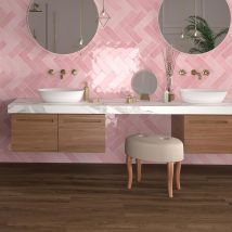 Carrelage Mur Brillant Effet Zellige Tabarca Rose 7,5x23 Cm - Bricoman