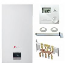 Chaudière Gaz Condensation Isotwin Condens Saunier Duval 26 Kw Complète (ventouse + Douilles + Dosseret) Avec Thermostat Filaire - Bricoman
