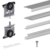 Kit Slid'up 220 Aluminium Anodisé Naturel Pour 2 Portes De Placard Coulissantes 18 Mm - Rail 1,8 M - 70 Kg - Bricoman