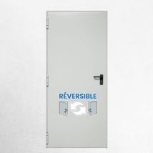 Porte De Service Acier 1 Vantail Max - Blanc Ral 9010 – 215x100 Cm – Huisserie Z Pose Tunnel Affleurant – Réversible - Bricoman