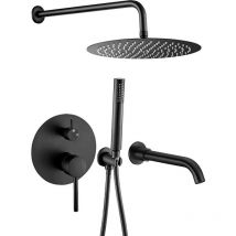 Valaz Pommeau De Douche Encastrable Noir Mat - Série Jucar - 25 Cm - Tecnomat