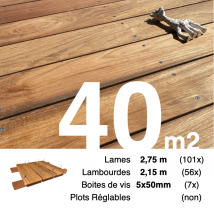 Kit Terrasse Bois Exotique Jatoba Pour 40 M² • Lames 2,75 M, Lambourdes 2,15 M Et Visserie Inox • Livraison Gratuite - Bricoman