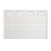 Porte De Garage Line Sectionnelle | 200x300 Cm | Panneaux Blancs Sans Lignes Avec Hublots | Acier Galvanisé | Moteur Somfy Io | Motorisée - Bricoman