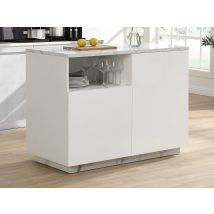 Ilot Central De Cuisine Avec 2 Portes Et 1 Niche En Mdf - Effet Marbre Blanc - Corelina - Bricoman