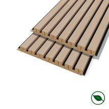 Lot De 2 Demi-panneaux Mural Décoratif Lamelles Mdf Chêne Clair Fond Noir 1250 X 287 X 20 Mm-0,72 M2 Pefc 70% - Bricoman