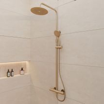 Colonne De Douche Mécanique Finition Or Doré Brossé - 133x26x52 Cm - Molly Gold - Bricoman