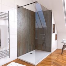 Pack Panneau Muraux 120x210 + Paroi 120x210 + Receveur 90x120 + Barre De Fixation Noir Mat 70/100cm - Bricoman