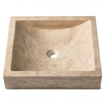 Vasque À Poser Rectangulaire Travertin Beige 45x40x10 Cm - Ro'ma Nature - Bricoman