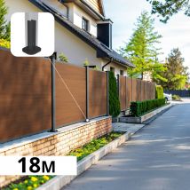 Kit Clôture Composite Sur Muret Cruz Teck 18x1,2m - Bois Composite & Aluminium - Poteaux Sur Platines Gris - Brise Vue - Bricoman