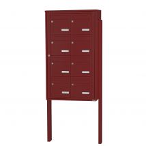 Bloc Collectif Leabox.com, 2x4, Grade 3, Simple Face, Extérieur, Fixation Sur Pieds À Sceller, Rouge Brun Ral 3011 Finition Brillante - Bricoman
