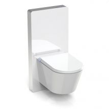 Bernstein - Pack Wc Japonais + Module Sanitaire Blanc, Toilettes Suspendu Lavant + Abattant Led, Chasse Eau 180° - 59x38x38cm - Basic 1102 - Bricoman