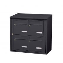 Bloc Collectif Leabox.com, 2x2, Grade 3, Simple Face, Extérieur, Fixation Murale, Gris Anthracite Ral 7016 Finition Brillante - Bricoman