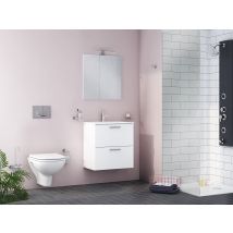 Meuble De Salle De Bain Suspendu 80cm Lavabo 2 Tiroirs Miroir Led Mia - Bricoman