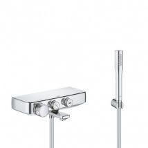 Grohe Set Bain/douche Mitigeur Grohtherm Smartcontrol + Douchette Euphoria 1 Jet Avec Support Mural, Chrome (34718000-euphoria) - Bricoman