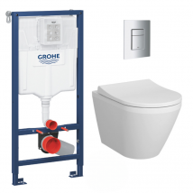 Pack Wc Bâti-support Rapid Sl + Vitra Integra Wc Sans Bride + Abattant Soft Close + Plaque De Commande Wc Skate Cosmopolitan - Bricoman