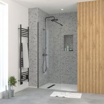 Paroi De Douche 70x195 Cm En Verre Trempé 5 Mm - Finition Noire - Dark Elementary - Bricoman