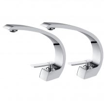 2pcs Auralum Max Robinet De Lavabo Pour Salle De Bain Au Design Moderne Mitigeur De Lavabo À Poignée Unique Avec Aérateur Amovible Chromé,eu Modèle -