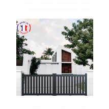Portail Aluminium Coulissant Ajouré En Kit Dimensions L.3000 (entre Piliers) X H.1200 Mm Couleurs Gris (ral 7016) - Bricoman