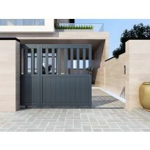 Portail Coulissant Aluminium Semi Ajouré L401 X H149 Cm Anthracite Tarnos Ii - Bricoman