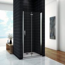 Porte De Douche Pivotante Et Pliante Verre Trempé Clair Ep.6mm - 76x195cm - Pivotant À 180° - Chromé - Installer En Niche - Bricoman