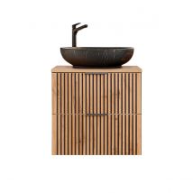 Meuble Simple Vasque 60cm Gaia Bois Et Noir - Vasque Noir - Bricoman