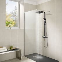 Ensemble De Douche Auralum Max, Colonne De Douche Thermostatique ,noir - Bricoman