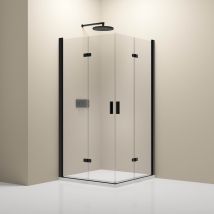 Bernstein - Cabine De Douche D'Angle 90x100x190cm (lxpxh) Verre 8mm, 2 Portes Pliantes, Profilé Noir Mat - Nt213 - Bricoman