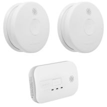Lot Détecteurs Siemens, 2 Fumée 5 Ans Nf Ce 85db, 1 Monoxyde 3 Ans, Pile Remplaçable, Garantie 3 Ans, Diamètre 100 Mm - Tecnomat