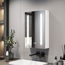 Emke Armoire De Salle De Bain Avec Miroir Et Led Éclairage 60×40×14.5cm Armoire De Toilette Miroir Avec Anti-buée, Température De Couleur Réglable - 