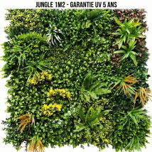 Mur Végétal Artificiel Jungle 1 M2 – Panneau Décoratif Fausse Plante Mur Intérieur Extérieur Balcon Terrasse - Tecnomat