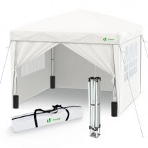 Tonnelle De Jardin 3x3m Pliable Avec Portes Et Fenêtres Et Sac De Transport Blanc - Vounot - Bricoman