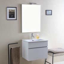 Meuble De Salle De Bain Suspendu 60 Cm Blanc Bois | Sole - Bricoman