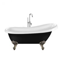 Baignoire Ancienne Rétro Sur Pieds Richmond Noire 171 Cm Pieds D'Aigle Bronze Jaune Vieilli - Bricoman