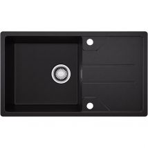 Noir Evier 1 Bac En Quartz Et Résine 78x45cm - Evier À Encastrer Avec Étagère - Evier 1 Bac Evier De Cuisine En Granit - Bricoman