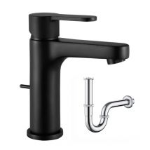Cecipa Max Robinet Salle De Bain À Levier Unique, Noir-mitigeur De Lavabo Avec Tige De Traction Et Siphon - Bricoman