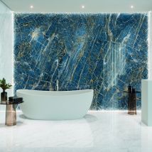 Carrelage Sol Et Mur Effet Marbre Brillant Hotel Luxe Bleu Poli 60x120 Cm - Réflex Boutique - Bricoman