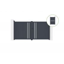 Portail Battant 3m Giona H.160cm Alu Gris + Portillon 1m Cimone H.160cm Alu - Bricoman