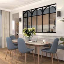 Verrière Aluminium 6 Vitrages Clair, 6 Arches Et 6 Traverses Horizontales Décorative - L 207 × H 123 - Noir - Bricoman