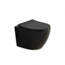Wc Suspendu Rond Complet Avec Siège Wc Noir Mat | Folk - Bricoman