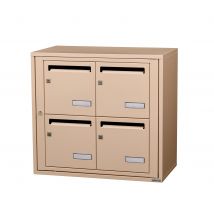 Bloc Collectif Leabox.com, 2x2, Grade 3, Simple Face, Intérieur, Fixation Murale, Ivoire Ral 1015 Finition Brillante - Bricoman