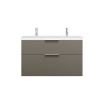 Burgbad Eqio Lavabo En Fonte Minérale Avec 2 Trous Pour Robinetterie, Meuble Sous-lavabo Avec Éclairage Led Inclus, 1020x490x638mm, - Tecnomat