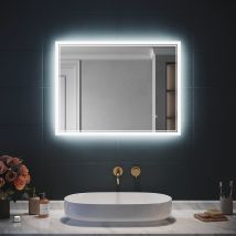Sirhona Miroir Led Salle De Bain Avec Éclairage, Miroir Lumineux Salle De Bain Anti-buée,80x60cm - Bricoman