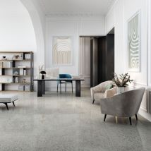 Carrelage Sol/mur Effet Terrazzo Gris Terrazzo Grey Full Lappato Int/ext L.120 X L.60 Cm Ceralux - Bricoman