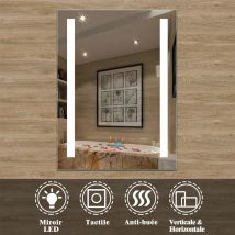 Miroir Anti-buée Avec Interrupteur Tactile+ Lumière Blanc 6000k + L/p/h: 50 X 4 X 70 Cm - Bricoman