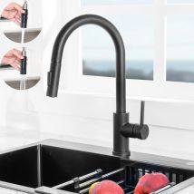 Robinet De Cuisine Avec Douchette Extractible Mitigeur De Cuisine Avec 2 Types De Jet D'Eau Robinet D'Évier En Inox Noir - Tecnomat