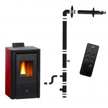 Poêle À Granulés Étanche Anita 9,4 Kw Bordeaux Sannover + Kit D'Installation - Tecnomat